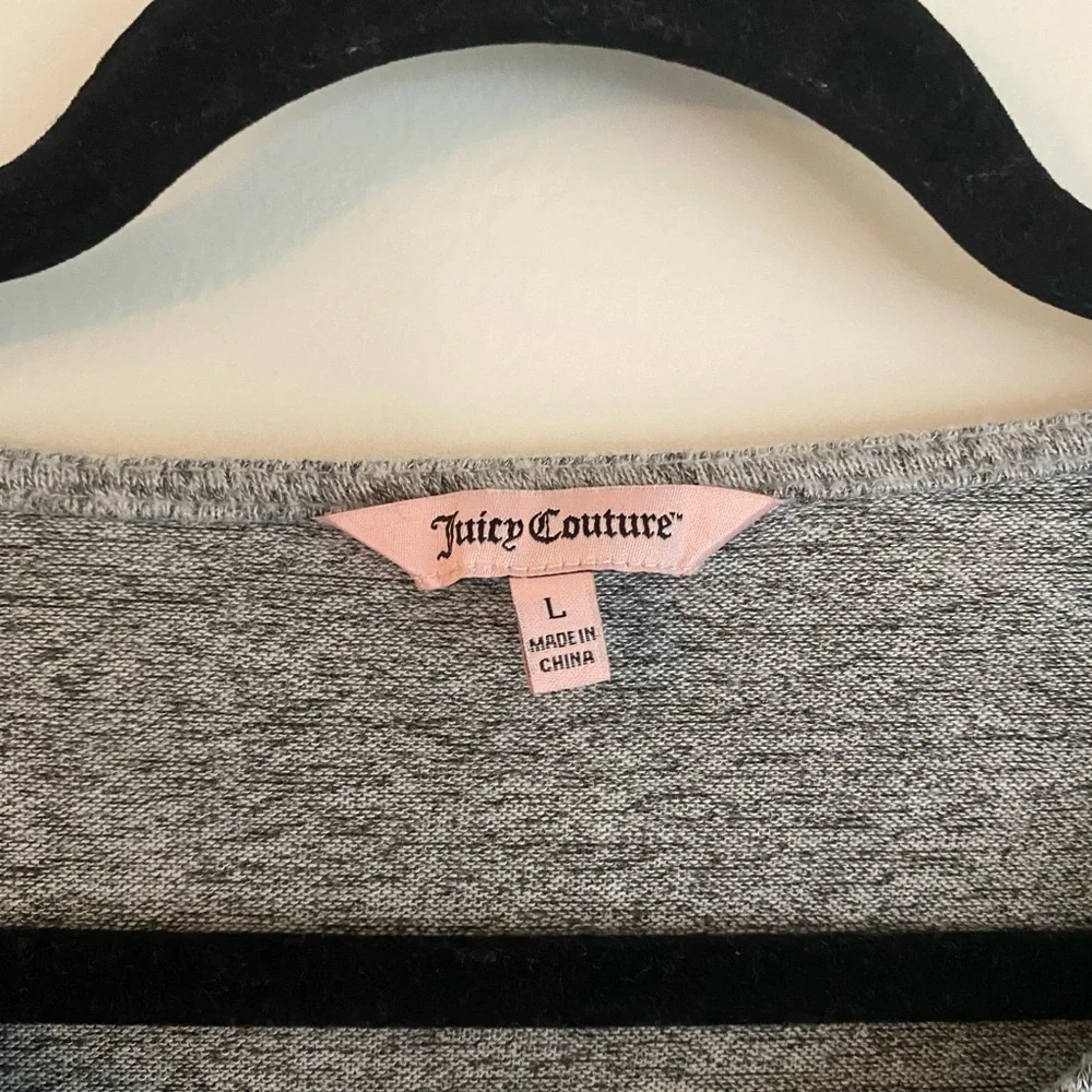 Juicy Couture Grey Long Sleeve Sweater with Embossed Sleeves Size L - Picture 3 of 5